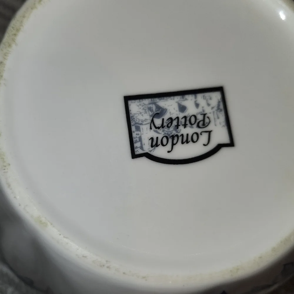 London pottery Blue and White Floral Teapot